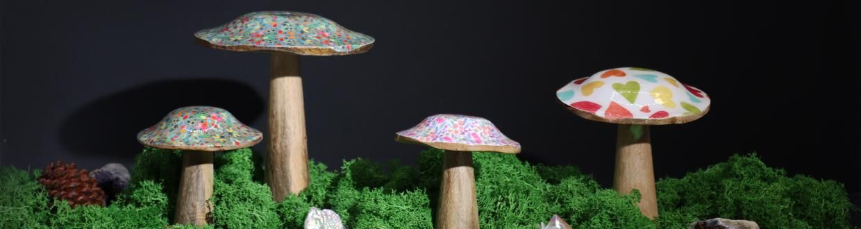 Décorations de Champignons en Bois Émaillé en Gros