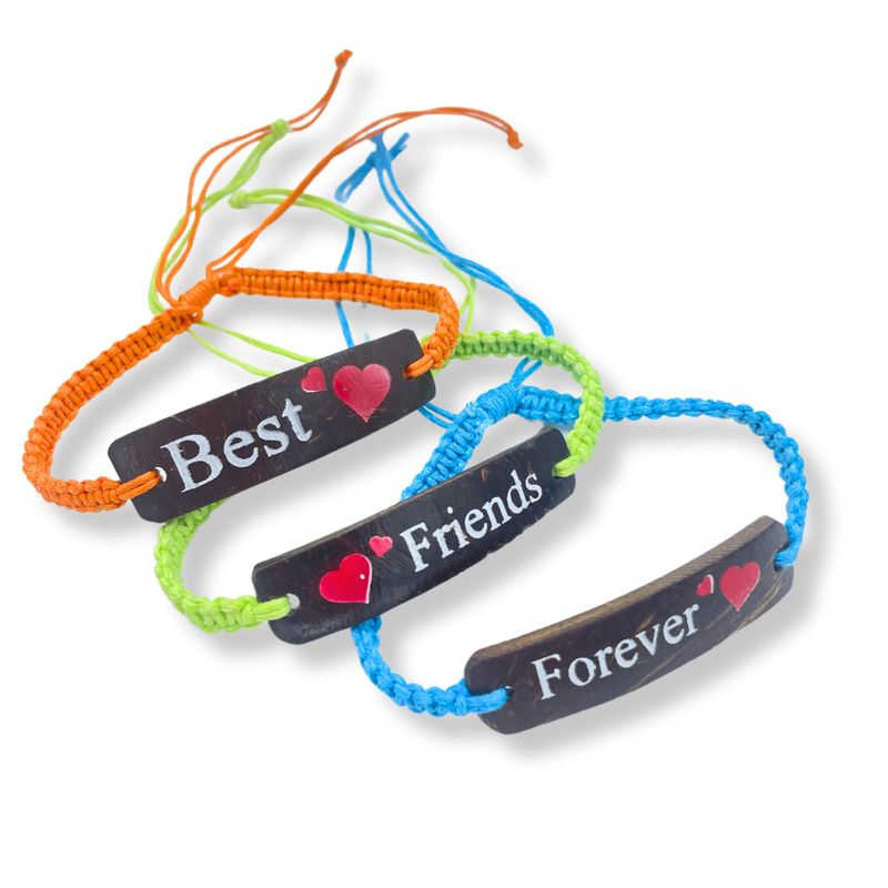 Bracelets d'Amitié Faits Main - Imprimé Noix de Coco Friends (asst)