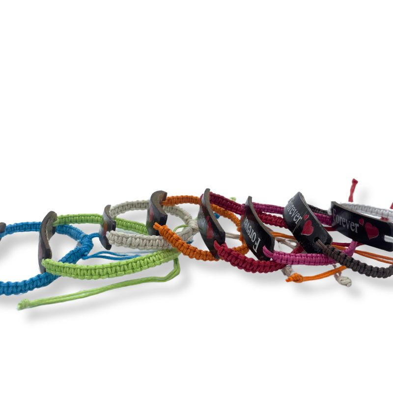 Bracelets d'Amitié Faits Main - Noix de Coco Non Imprimée (asst)