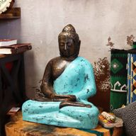 Bouddha Moyen Classique Turquoise & Pierre - 0,5m
