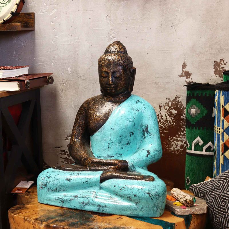 Bouddha Moyen Classique Turquoise & Pierre - 0,5m