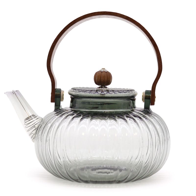 Théière à Infusion en Verre - Perle Côtelée Anthracite - 950ml
