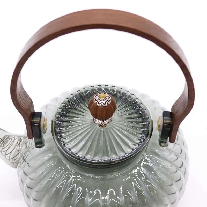 Théière à Infusion en Verre - Perle Côtelée Anthracite - 950ml