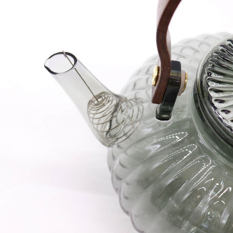 Théière à Infusion en Verre - Perle Côtelée Anthracite - 950ml