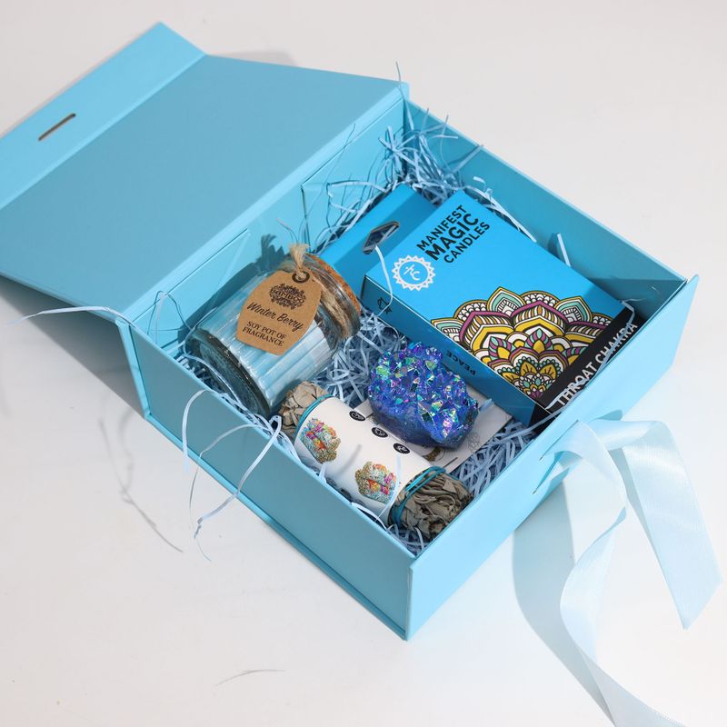 Coffret Cadeau en Kit - Carré Moyen (20x18,2x8cm) - Bleu Ciel