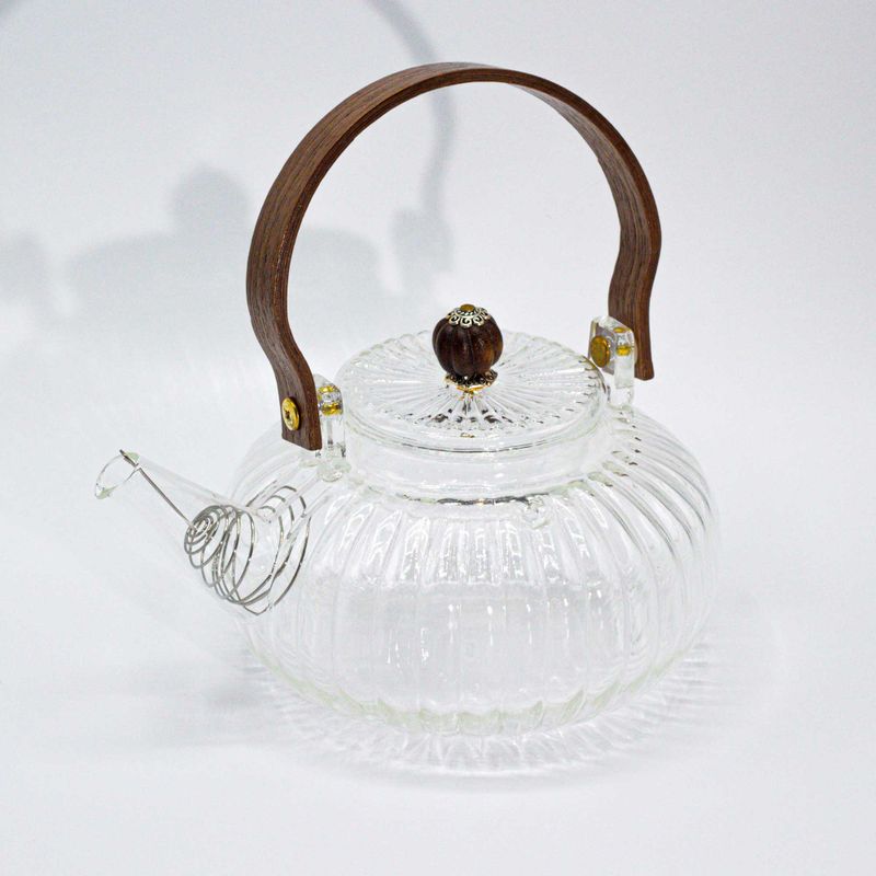 Théière à Infusion en Verre - Perle Côtelée Transparente - 850ml