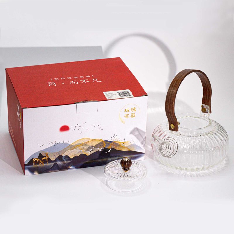 Théière à Infusion en Verre - Perle Côtelée Transparente - 850ml