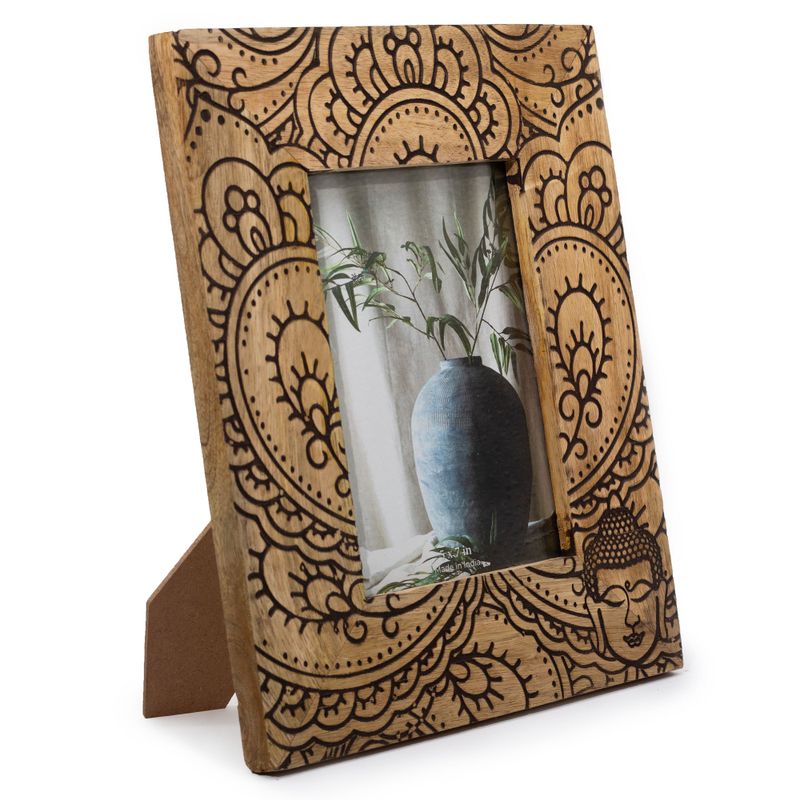 Cadre Photo Lrg en Bois de Manguier (pour 13x18cm) 28x23x2c - Bouddha - Noir