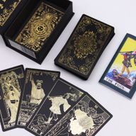 Coffret de Tarot Feuille d'Or avec Livre - Boîte Cadeau