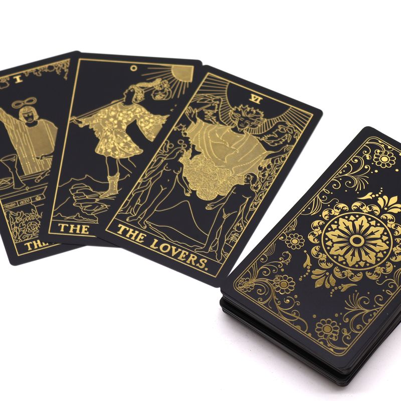 Coffret de Tarot Feuille d'Or avec Livre - Boîte Cadeau