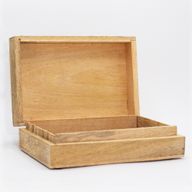Grande Boîte Rectangulaire 21,5 x 14 x 6,3 cm - Visage de Bouddha Blanchi à la Chaux