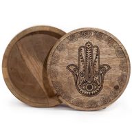 Grande Boîte Ronde 17.5x7.5cm - Visage de Bouddha Noir Gravé