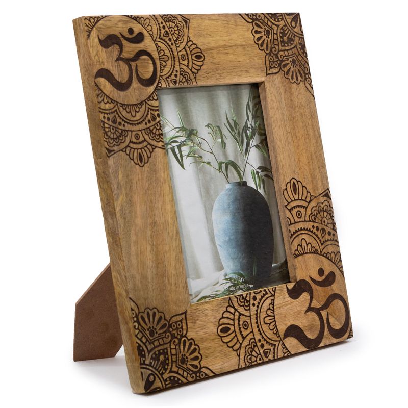 Cadre Photo Lrg en Bois de Manguier (pour 13x18cm) 28x23x2c - Mandala - Noir
