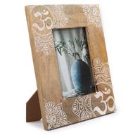 Cadre Photo Lrg en Bois de Manguier (pour 13x18cm) 28x23x2c - Mandala - Blanc