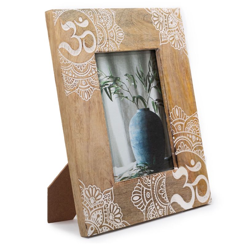 Cadre Photo Lrg en Bois de Manguier (pour 13x18cm) 28x23x2c - Mandala - Blanc