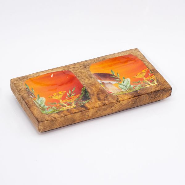 Vide-Poches Double 20x10x2.5cm - Motif Champignon Marron