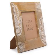 Cadre Photo Lrg en Bois de Manguier (pour 13x18cm) 28x23x2c - Main de Fatma - Blanc