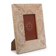 Cadre Photo Moy en Bois de Manguier (pour 10x15cm) 26x20x2cm - Bouddha - Blanc