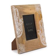 Cadre Photo Moy en Bois de Manguier (pour 10x15cm) 26x20x2cm - Main de Fatma - Blanc