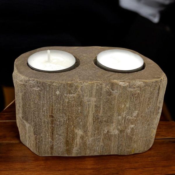 Bougeoir en Bois Pétrifié - Double