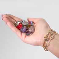 Pendentifs en Forme de Cœur avec Contour en Acier - 12 Éclats et Coquillages de Pierres Précieuses Assortis