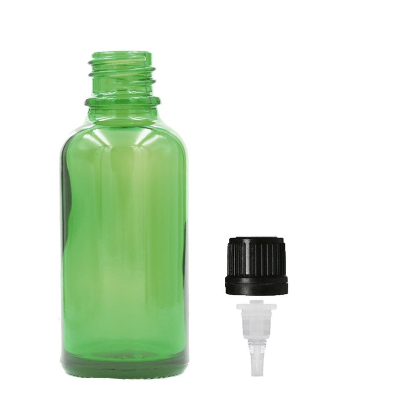 Bouteille Compte-gouttes en Verre Vert 50ml  - Sans Bouchon