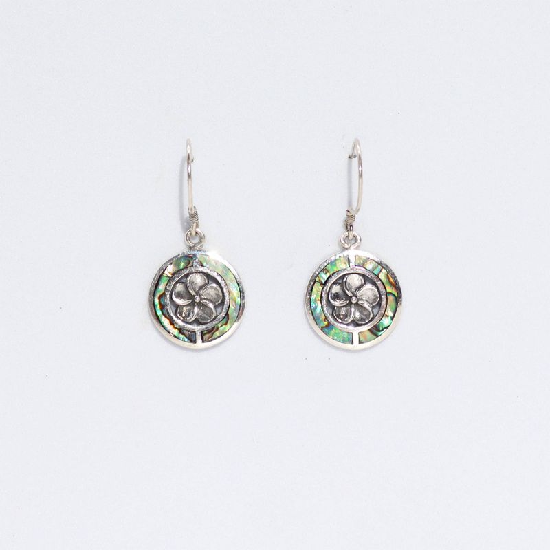 Boucles d'Oreilles en Coquillage & Argent - Frangipanier - Ormeau