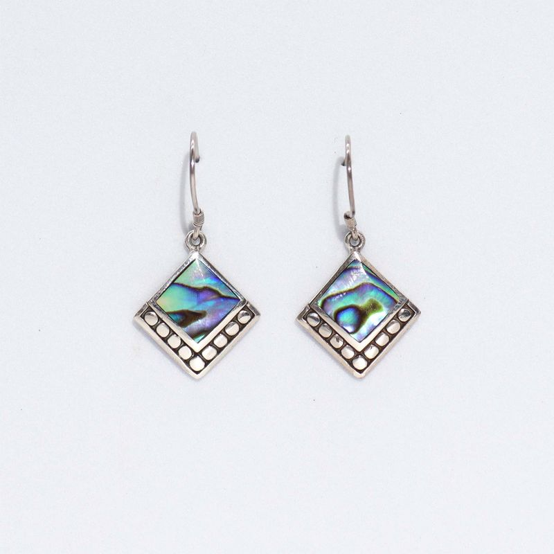 Boucles d'Oreilles en Coquillage & Argent - Pointes Carrées - Ormeau