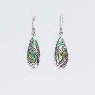Boucles d'Oreilles en Coquillage & Argent - Longue Goutte - Ormeau