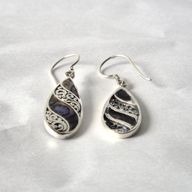 Boucles d'Oreilles en Coquillage & Argent - Longue Goutte - Ormeau