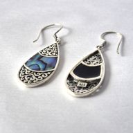 Boucles d'Oreilles en Coquillage & Argent - Goutte Ovale - Ormeau