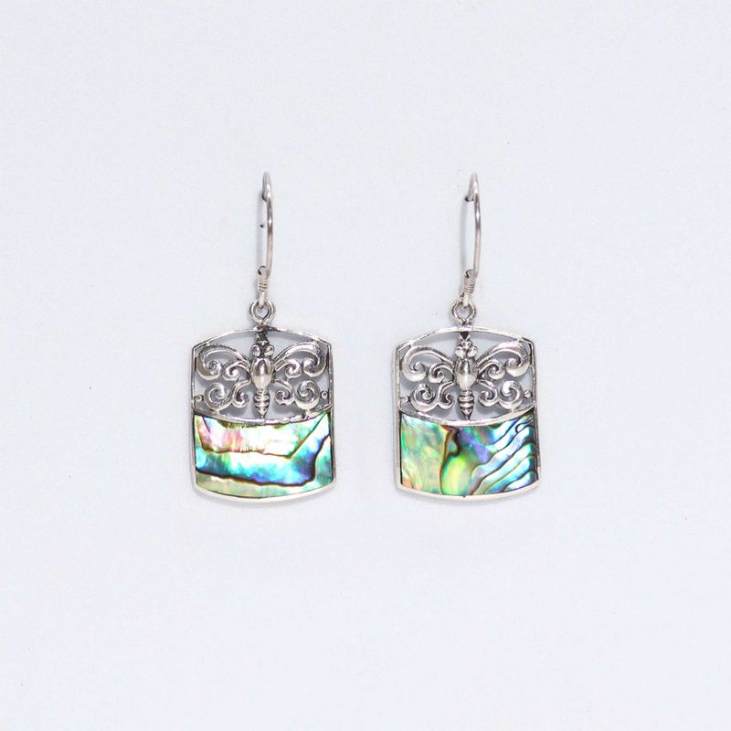 Boucles d'Oreilles en Coquillage & Argent - Libellule - Ormeau