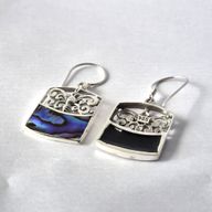 Boucles d'Oreilles en Coquillage & Argent - Libellule - Ormeau