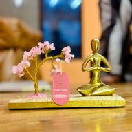 Jardin de Yoga en Pierres Précieuses - Pose Namaste - Arbre Incliné en Quartz Rose - 100 Pierres Chips