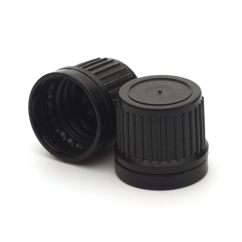 Bouchon Noir pour Flacons Compte-gouttes TE Fermeture de Boreseal GL18-52 - Pas de Compte-gouttes