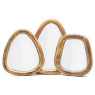 Ensemble de 3 Miroirs en Forme de Galets - Finition Brun Foncé