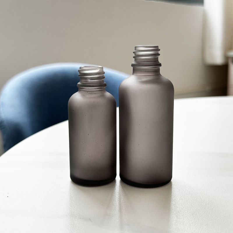 Flacon Compte-Gouttes en Verre Gris Givré 30ml  - Sans Bouchon