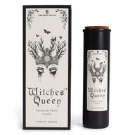 Reine des sorcières — bougie rituelle de sorcière antique et boîte cadeau assortie, vue de face