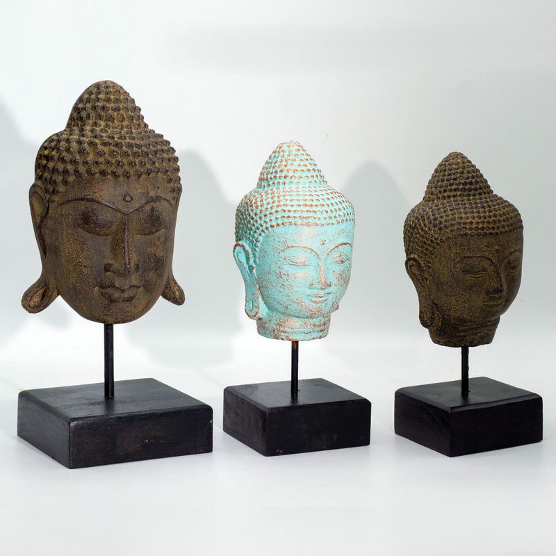 Tête de Bouddha sur Support - Gris