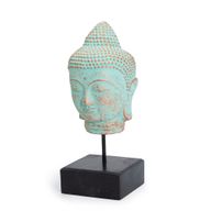 Tête de Bouddha sur Support - Cuivre Vert
