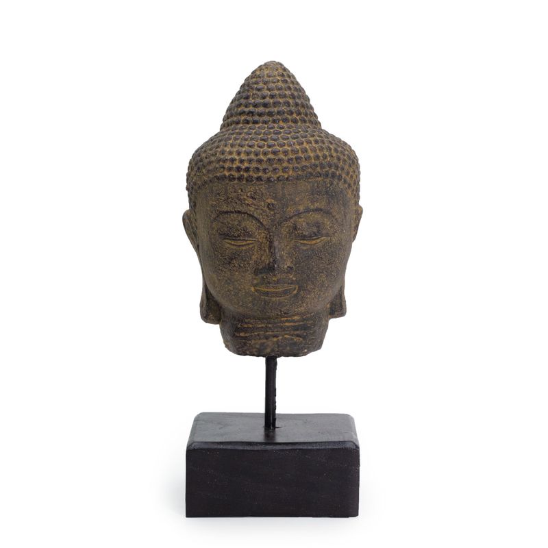 Tête de Bouddha sur Support - Gris