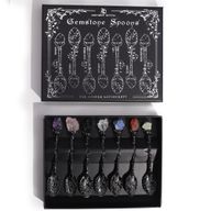 Set de 7 Cuillères de Sorcière avec Pierres Naturelles en Argent Foncé