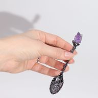 Set de 7 Cuillères de Sorcière avec Pierres Naturelles en Argent Foncé