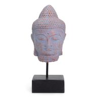 Tête de Bouddha immobile sur socle - Cuivre bleu