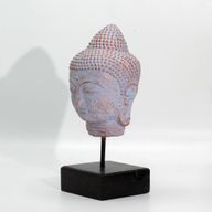 Tête de Bouddha immobile sur socle - Cuivre bleu