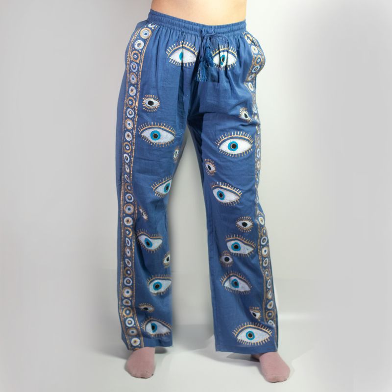 Pantalon de Détente Collection Nomad Sari - Bleu Profond & Or - Œil Protecteur