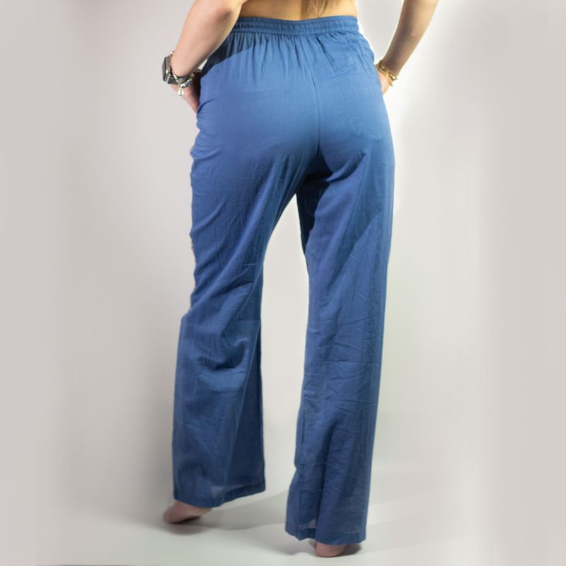 Pantalon de Détente Collection Nomad Sari - Bleu Profond & Or - Œil Protecteur