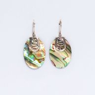 Boucles d'Oreilles Coquillage & Argent - Ovale - Abalone