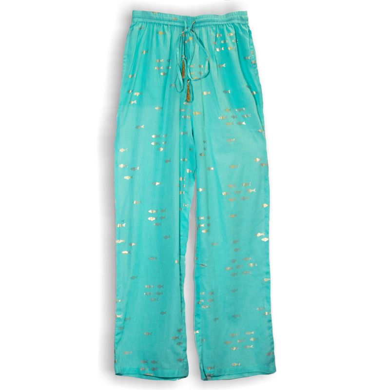 (M/L) Sari Nomade Collection On the Med - Pantalon de Détente -  Turquoise