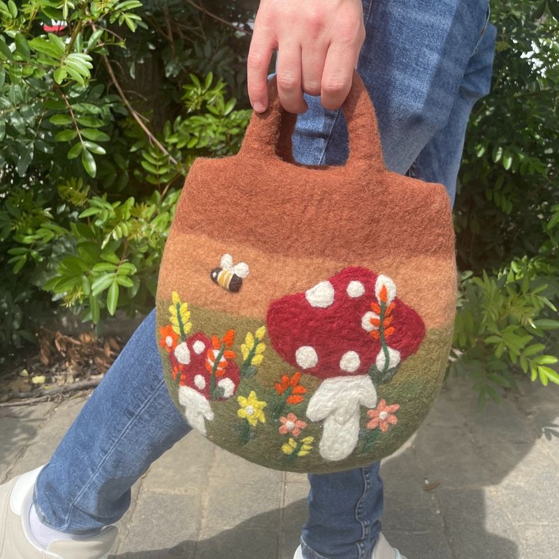 Sac en Feutre Champignon - 35x27cm